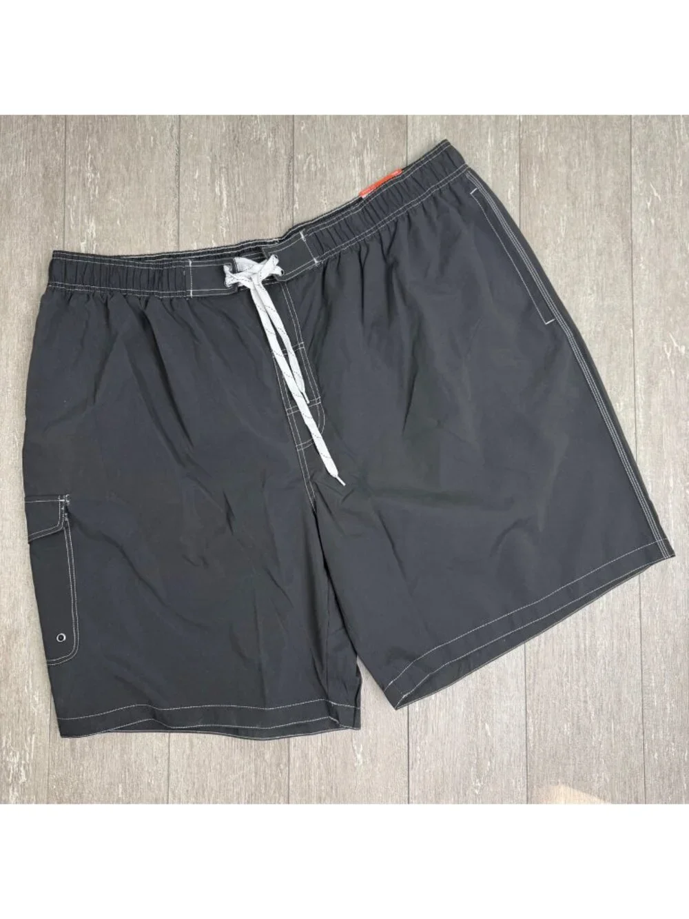 St Johns Bay Mens Dark Charcoal Swim Shorts 10” Inseam Cargo Pocket Size 5XL NWT